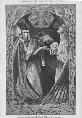 DIE KRIPPE von Arthur Hughes - antiker Druck 1900