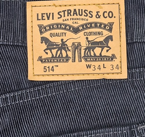 Levis 514 Cordhose Herren 34x34 Schwarz Mid Rise Straight Fit Zip Fly - Bild 7 von 12