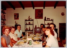 Vtg Color Snapshot Family Group Dinner Table 7up Can Tiger Art Decor Fun 1970s