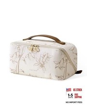 Travel Makeup Bag, Large Capacity Cosmetic Bags for Women, Medium AA-Beige-M