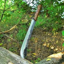 Hecho a mano 21" Full Tang Bosque Supervivencia Machete Acero al Carbono con Funda de Cuero