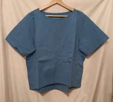 Betabrand Boxy Hi Low Top Shirt Sz Large Tide Pool Blue Short Sleeve Pullover