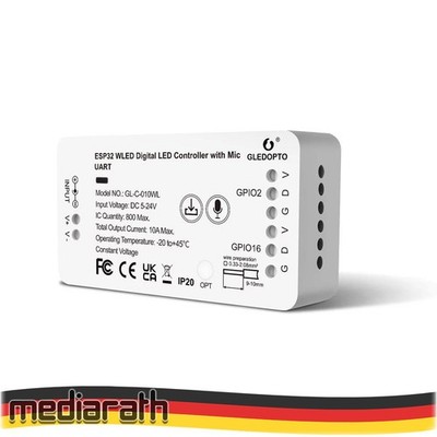 Gledopto GL-C-010WL-D 5V-24V Smart WiFi WLED LED Stripe Controller +MIC +UART