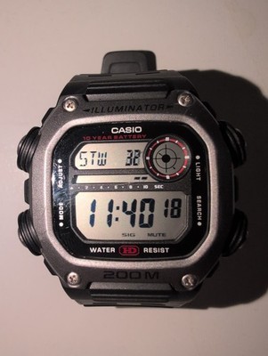 Casio Illuminator Watch Men 47mm Black 3484 DW-291H Day Date 200M