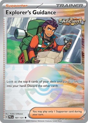EXPLORER'S GUIDANCE 107/131 PRISMATIC EVOLUTIONS POKEMON (POKE BALL HOLO, NM)