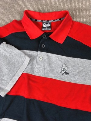 Vintage Y2K Shady Ltd Eminem Polo Shirt Striped Red Black Grey Hip Hop Rap Men