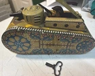 1930s WINDUP MARX SPARKLING DOUGHBOY POP-UP TANK TIN 10" LONG  W Key Working