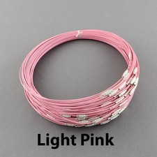 Neckwire Stainless Steel 18" LIGHT PINK Screw Cord WIre Jewelry Choker BULK