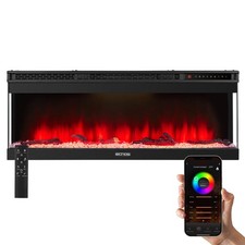 Estufa Chimenea Eléctrica con Calefactor Ventilador Efecto Llama Negro Calefacción Eléctrica