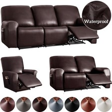 Stretch 1/2/3 Seater PU Leather Recliner Chair Sofa Covers Slip Cover Waterproof