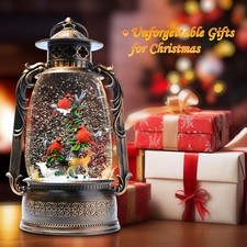 Christmas Snow Globe Lantern 13.4''   Lighted Glitter Musical Decor"
