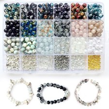 18 Colors 8mm Glass Beads for Jewelry Making Kit with 6 DIY Accessories - Bra...