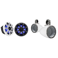 Kicker Premium Marine 8" 51MSC8 With 43KMTES8W White Enclosures UTV / Wake Bo...