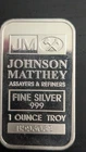 1 oz Silver 999 fine numbered Johnson Matthey bar / Sigma Metalystics Verified