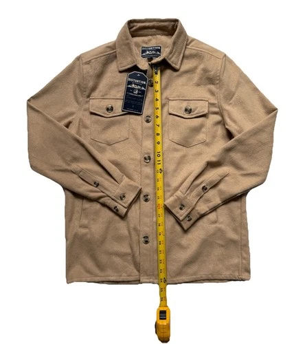 Distortion Men's Clothing Modern Flannel Button Up Jacket Shirt Brown Size Small image 4
