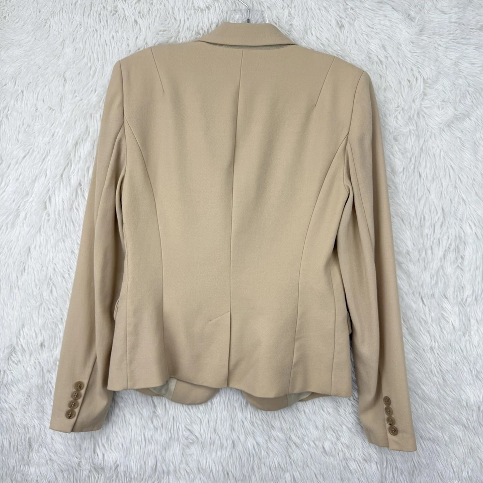 Blazer J Crew Mujer 0 Beige Lana Dos Botones Oficina Traje Chaqueta Hecho en Japón Foto 2 de 4