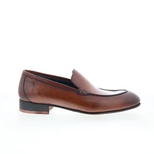 Di Bianco Circle Buttom Mens Brown Leather Loafers & Slip Ons Casual Shoes 9