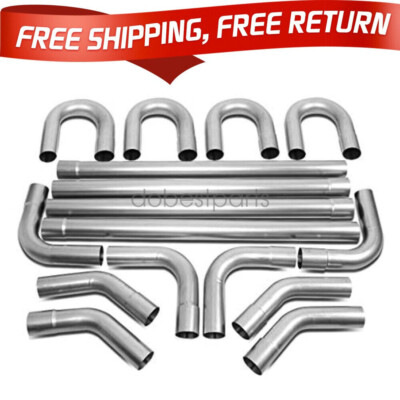 16PCS 2.5''OD DIY CUSTOM EXHAUST TUBING MANDREL BEND PIPE STRAIGHT & U-BEND KIT