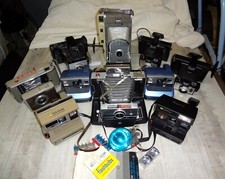 Large Lot 11 Vtg Polaroid Land Cameras Automatic Case Flash Bulb Untested As-Is