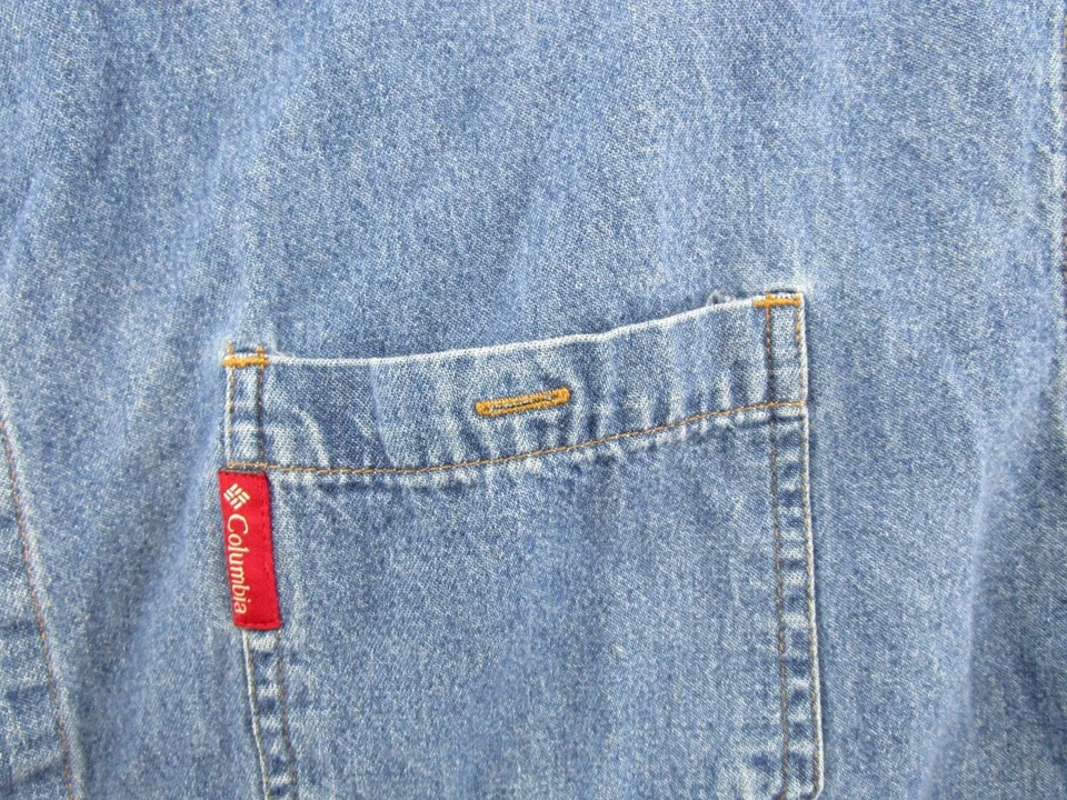Columbia Denim Azul Abotonado LS Tiro Acolchado Caza Exterior Talla XL Leer Foto 3 de 4