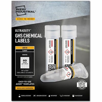 Avery GHS Chemical Labels 60UP 5BX/CT White 60518