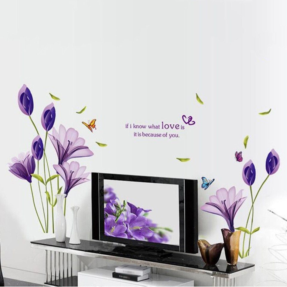 Stylish TV Background Decor Art Mural PVC Wall Sticker for Lily Decal