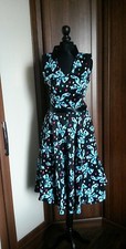 Hearts and Roses London Kitsch Blue Bow 50s Vintage Tea Party Dress size 8 BNWT