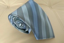 Herren Anzug Krawatte gestreift Halstuch Binder Schlips Tuch Schal blau gesteift