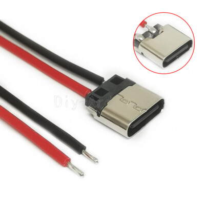 5PCS 2P Type-C USB Welding Wire Female Connector Cable For Mobile Phone Charging
