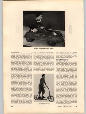 1936 PAPER AD Aerolite Streamlined Coaster Wagon Article Tred-L-Bike Scooter