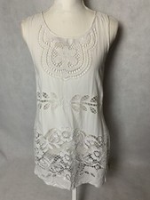 White Lace Sleeveless Swim Dress Size S