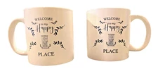 Royal Norfolk Set of 2 "Welcome To My Happy Place" mugs coffee cups 12 oz.