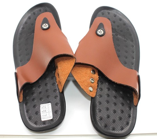 Größe US 10 / EU 44 Herren hellbraun / braun Leder solide Zange Flip Flop Sandalen - Bild 4 von 7