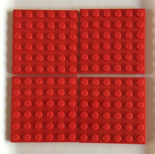 Lego Flat Plates 6 x 6 - Red - PN 3958 - 6 Pieces - New