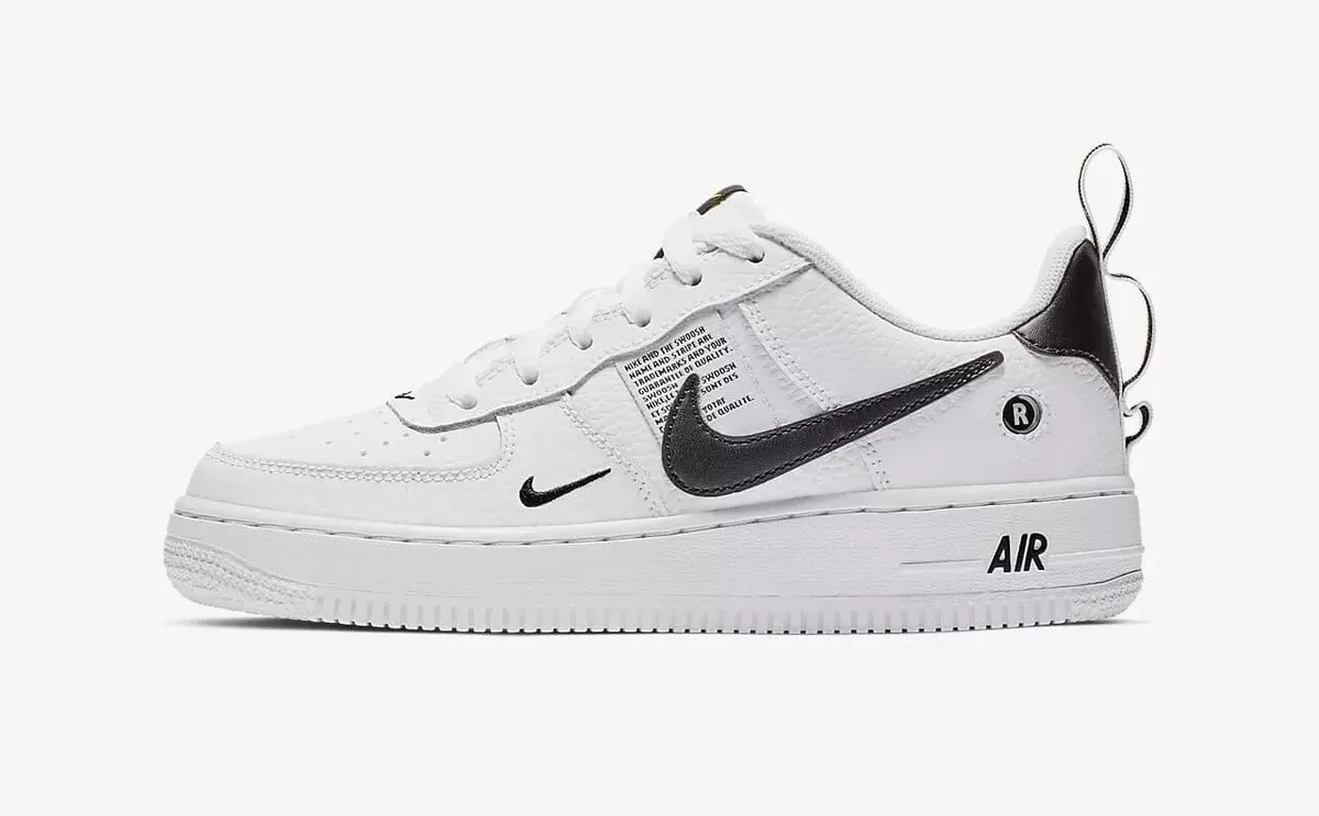 Nike Air Force 1 LV8 Utility GS White Black Kids Youth Shoes AV4272 100 Sz  1Y