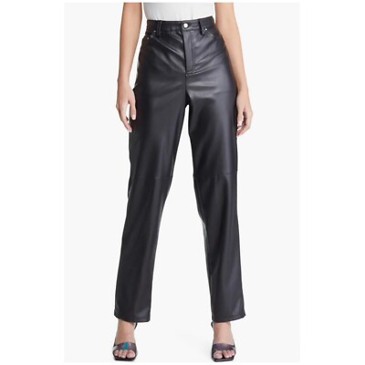 VERO MODA Black Bella High Waist Faux Leather Pants,