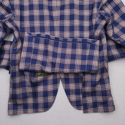 Samuelsohn Jacket Men 40 Blue Loro Piana Tartan Plaid Sport Coat Wool Silk Linen - Picture 14 of 19