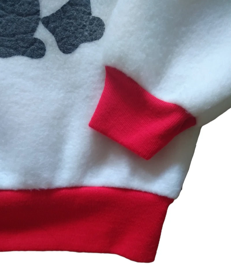 Vintage 80s White Pandas Crew Neck Fuzzy Sweatshirt Youth Girls XS 5/6 - Image 3 of 4