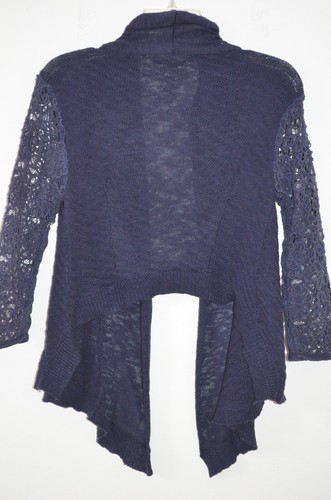 Anthropologie Knitted & Knotted Blue 100% Cotton Open Cardigan Sweater Size M - Picture 3 of 10