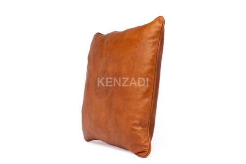 Decorative Moroccan handmade Leather Throw Pillow Covers 16 x 16 In by Kenzadi - Picture 56 of 72