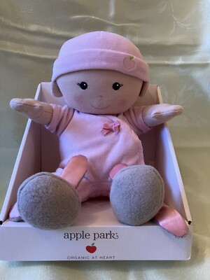 APPLE PARK Doll 12'' Plush Organic Bunny Slippers, perfect for EASTER, New in BOX