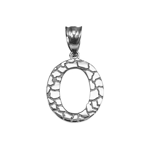Sterling Silver Nugget Initial Pendant Necklace - Picture 56 of 78