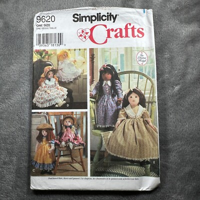Simplicity Crafts Sewing Pattern 9620 25 Inch Doll And Clothes Dress Set 1995