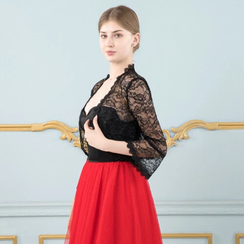 Damen Spitze Bolero Festlich Shrug Jäckchen Bolerojacke Schulterjacke Hochzeiten - Bild 11 von 33