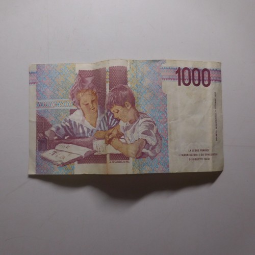 N24.152 Currency Bill Banca Italia 1000 Lira DF601814F Maria Montessori 1990 - Picture 9 of 14