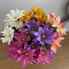 Artificial Flowers Daisy Bushes X 5 Assorted Colours Job Lot