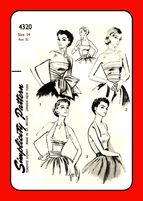 Vintage 1950's HALTER Pattern STRAPLESS Top or Midriff Size 14 ...