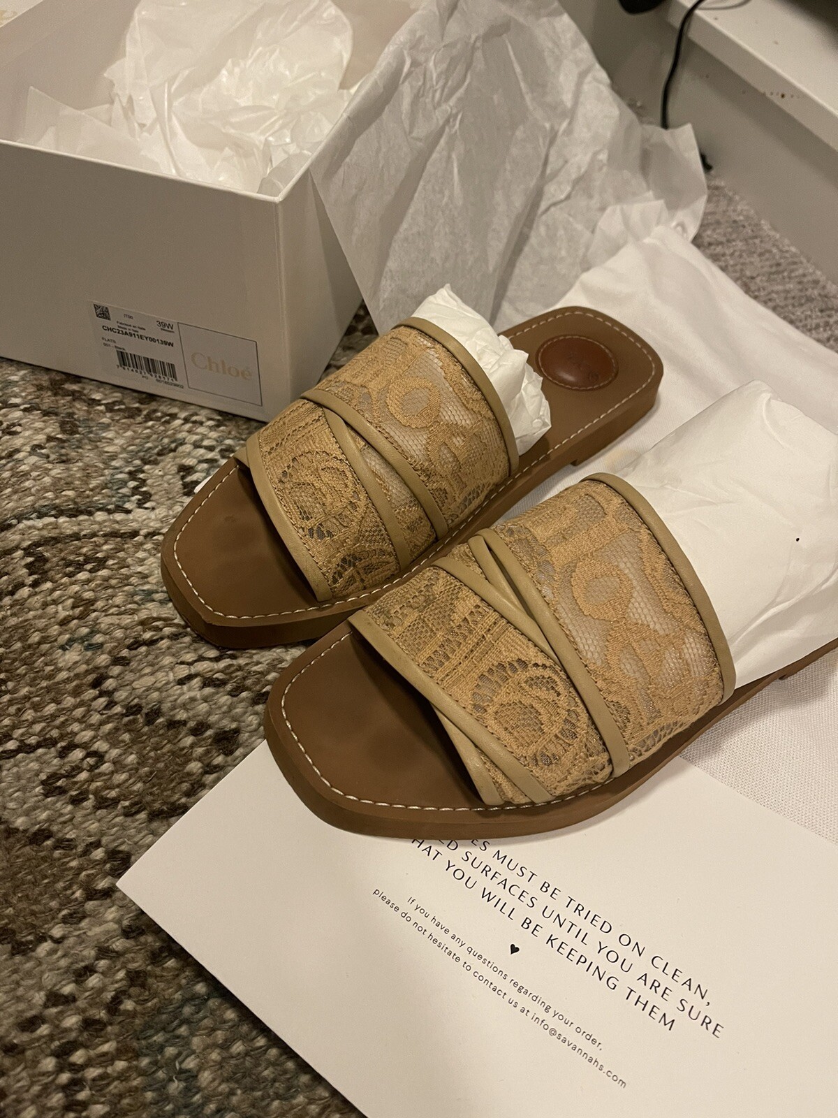 Chloe Woody Lace Sandals 39