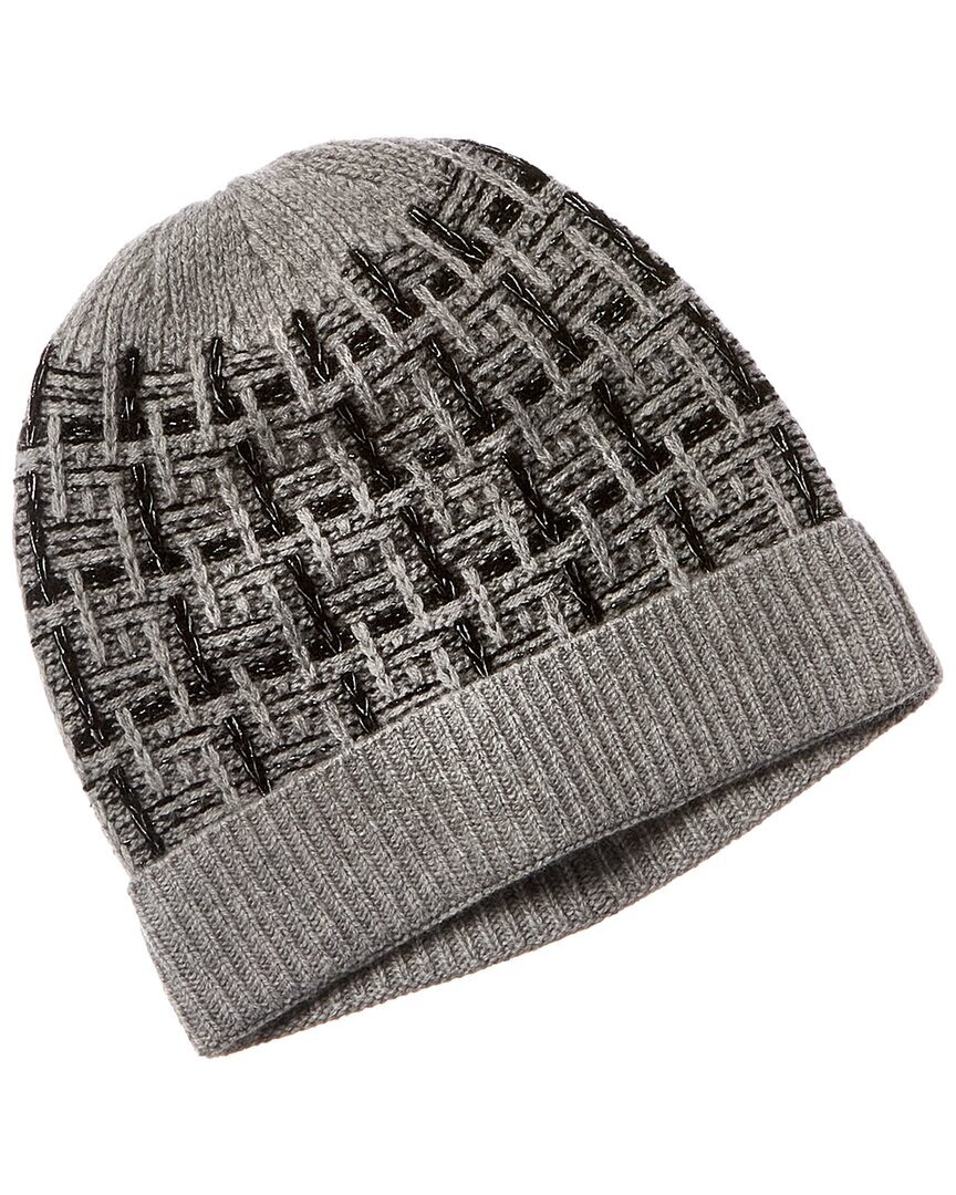 Женская шапка из кашемира и шерсти в клетку La Fiorentina с люрексом, черная