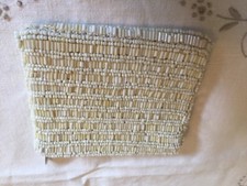 Vintage Small White Ivory Square Shaped Beaded Coin Purse